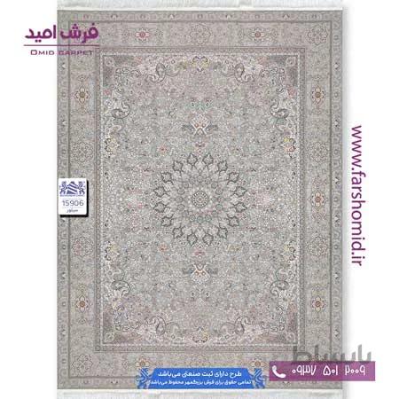 فرش ماشینی 1500 شانه 8 رنگ لچک ترنج کد 1590۶ سیلور فرش بزرگمهر