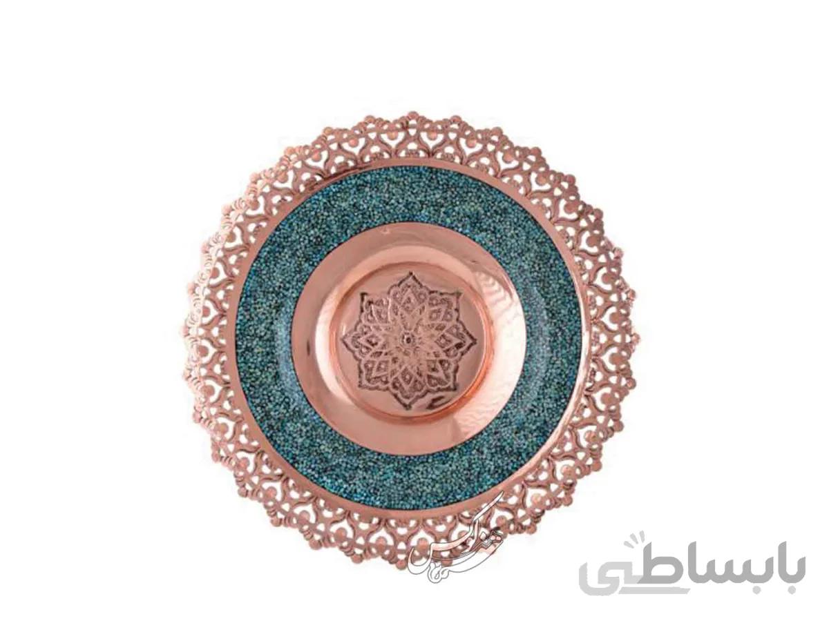 بشقاب فیروزه کوبی شبکه بری متوسط قطر 25