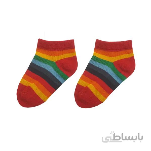 جوراب مچی راه راه بچگانه طرح رنگین کمان کد PH381