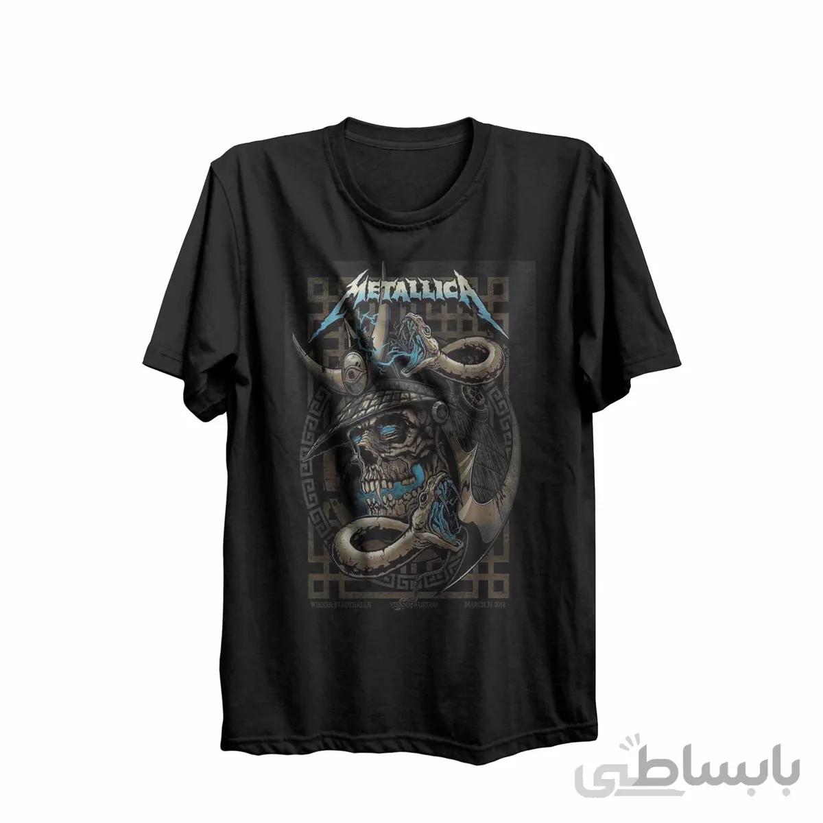 تیشرت یقه گرد مشکی طرح گروه موسیقی متالیکا Metallica