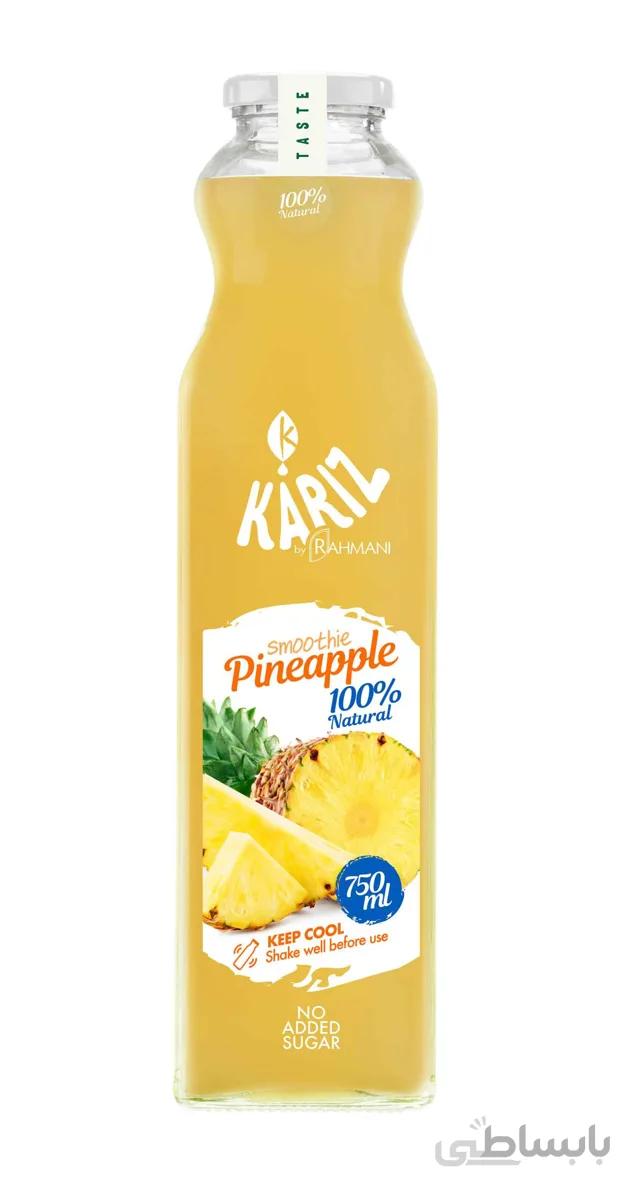 اسموتی آناناس 100% طبیعی شیشه 750 کاریز_باکس 6 عددی
