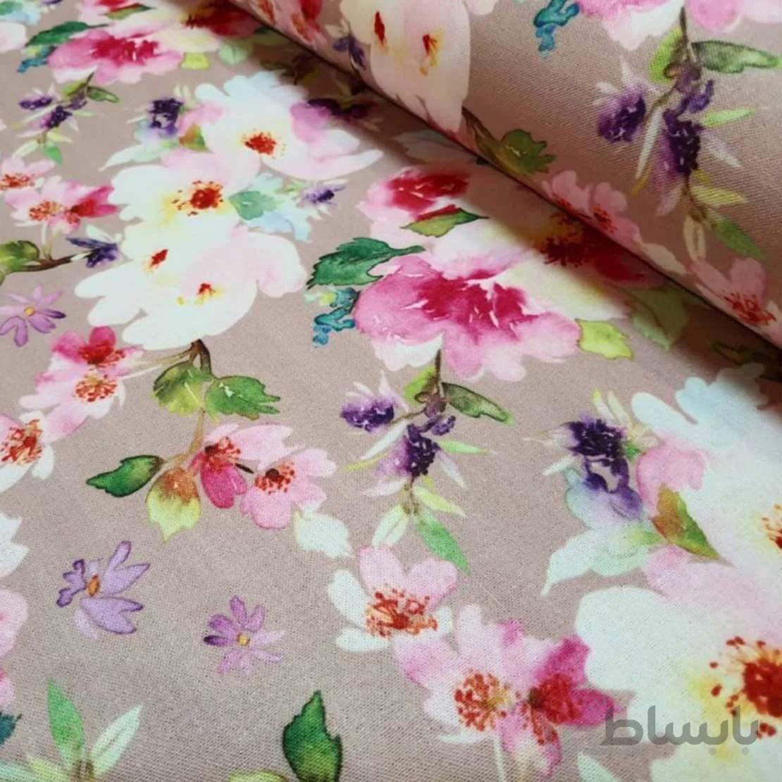رومیزی سفره ای پانو کتان رزین تاژ طرح کاملیا
