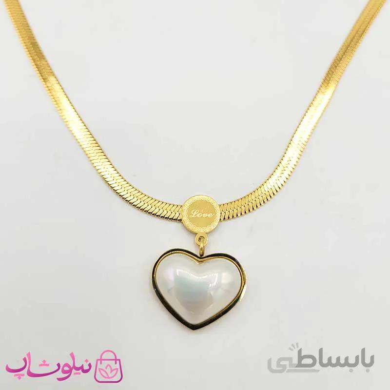 گردنبند زنانه طرح قلب سفید