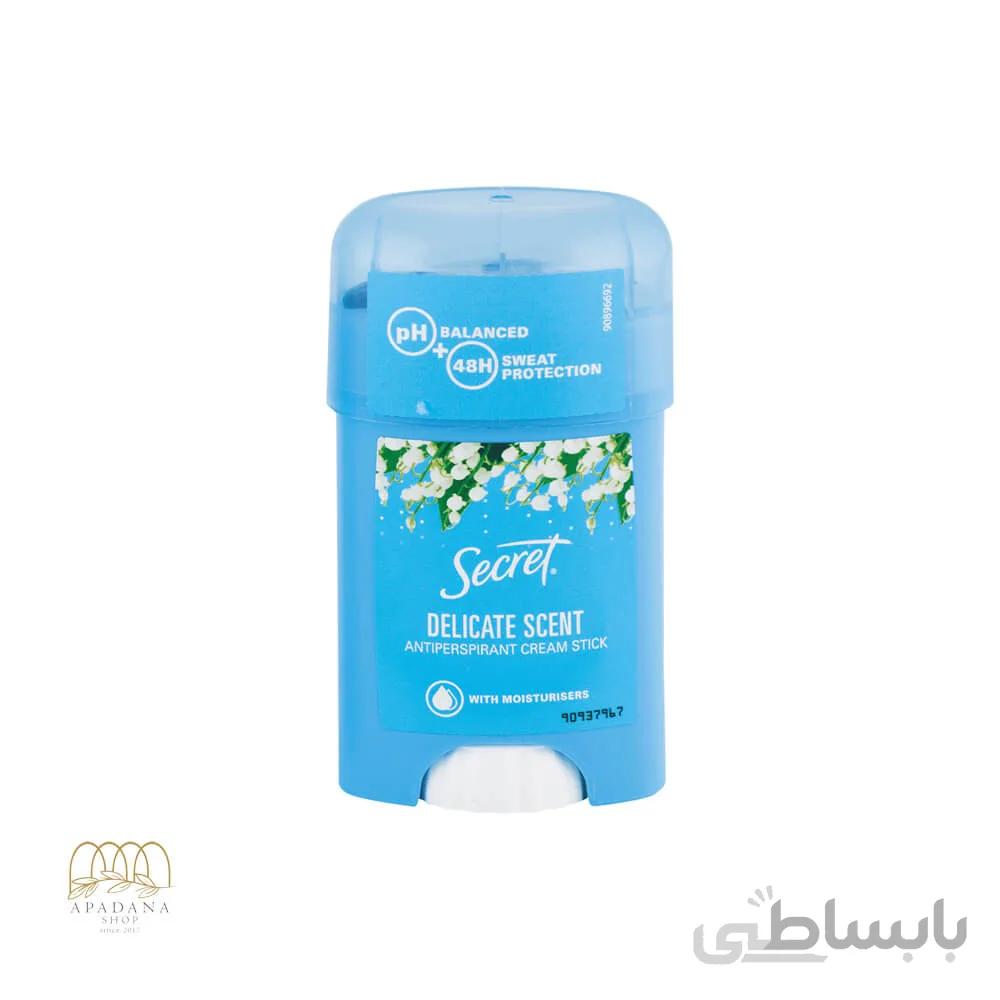 استیک ضدتعریق کرمی سکرت رایحه گل زنبق دره Delicate Scent حجم 40 میل