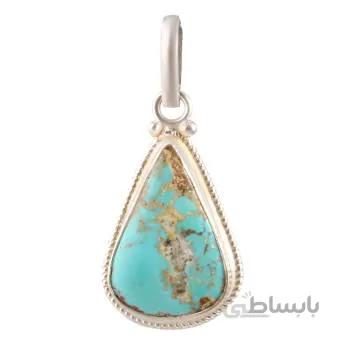 آویز گردنبند نقره زنانه بازرگانی میلادی مدل سنگ فیروزه کد PK_183