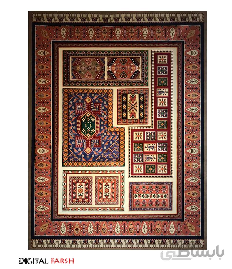 فرش پاتریس طرح باغستان شکلاتی