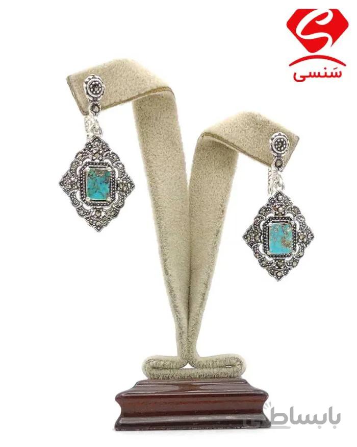 گوشواره نقره فیروزه کد28