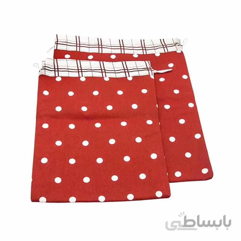 کیسه سبزی کتان رزین تاژ طرح خالدار قرمز
