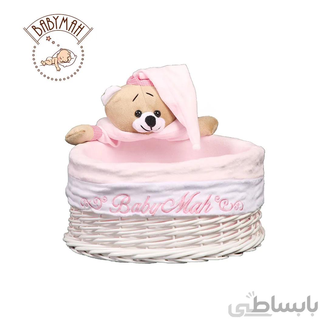 سبد لوسیون گرد خرس رنگ صورتی
