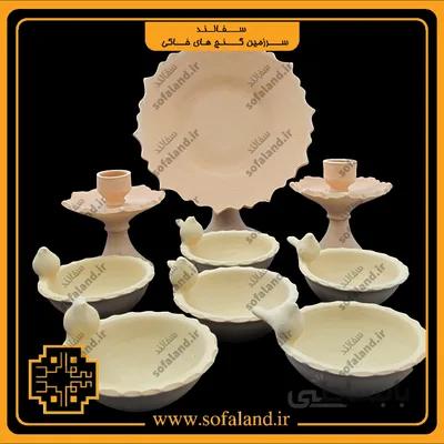ست هفت سین کاسه پرنده با شمعدان کمانی سفالند