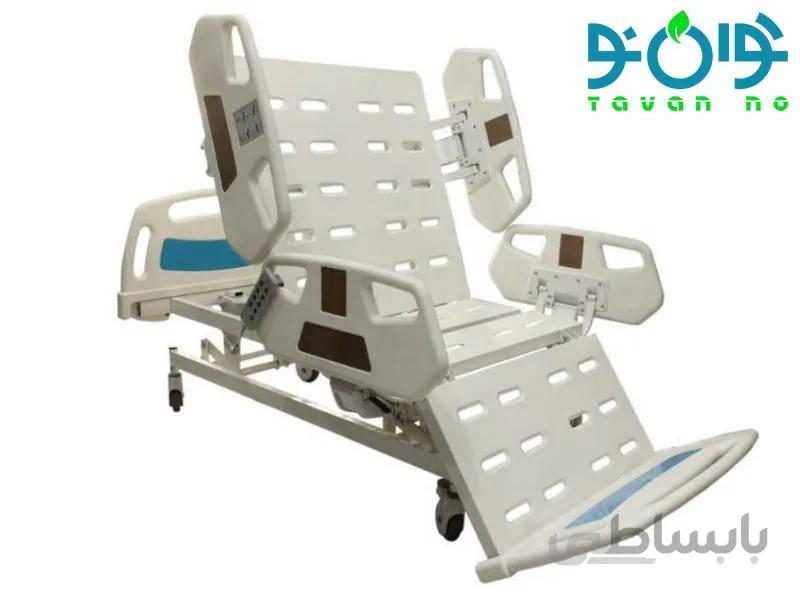 تخت بیمارستانی برقی سه شکن با قابلیت صندلی شو و تنظیم ارتفاع