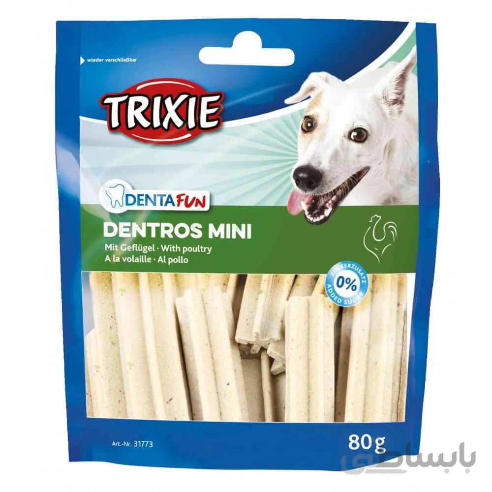 تشویقی سگ تریکسی مدل Dentros Mini طعم مرغ وزن 80 گرم