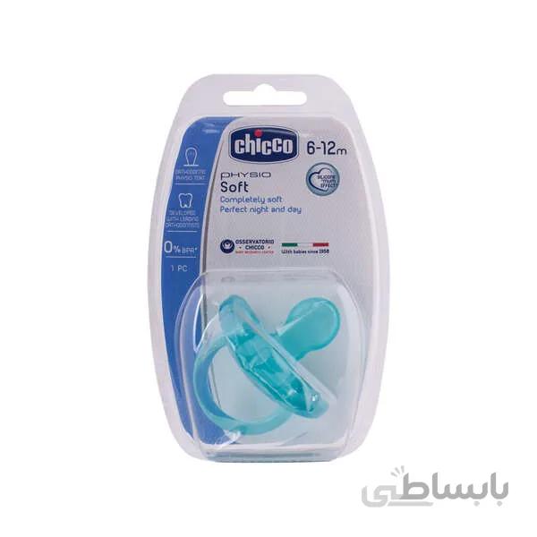 پستانک 6-12 ماه تمام سیلیکون فیزیو سافت آبی چیکو Chicco