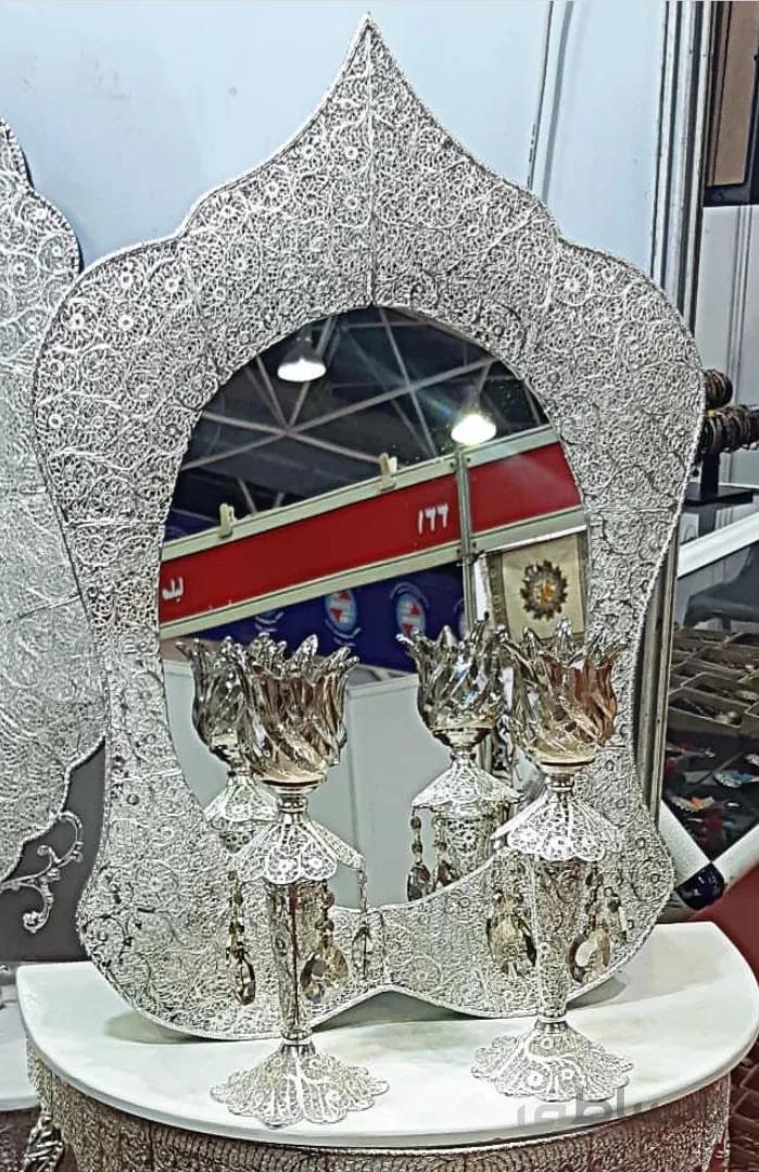 آیینه و شمعدان لاله کریستال ملیله کاری کد ۱۰۴۸۳