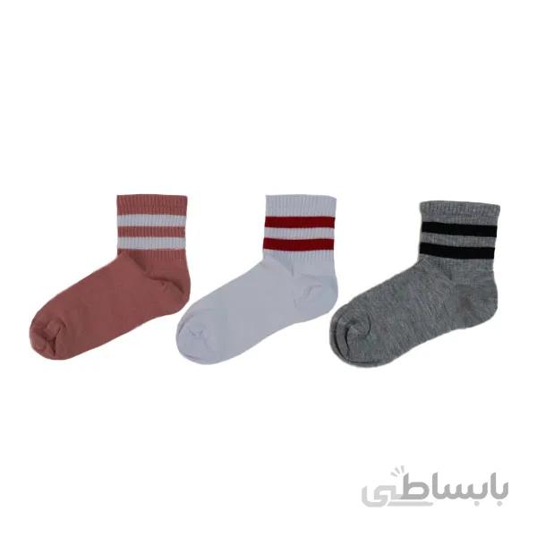 پک 3 جفتی جوراب های ساده اسپرت رنگی طرح آدیداس کد PH487.3
