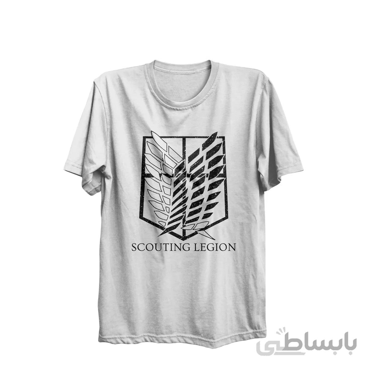تیشرت یقه گرد سفید طرح گروه دیده بانی انیمه اتک آن تایتان Attack on Titan کد KCT10024