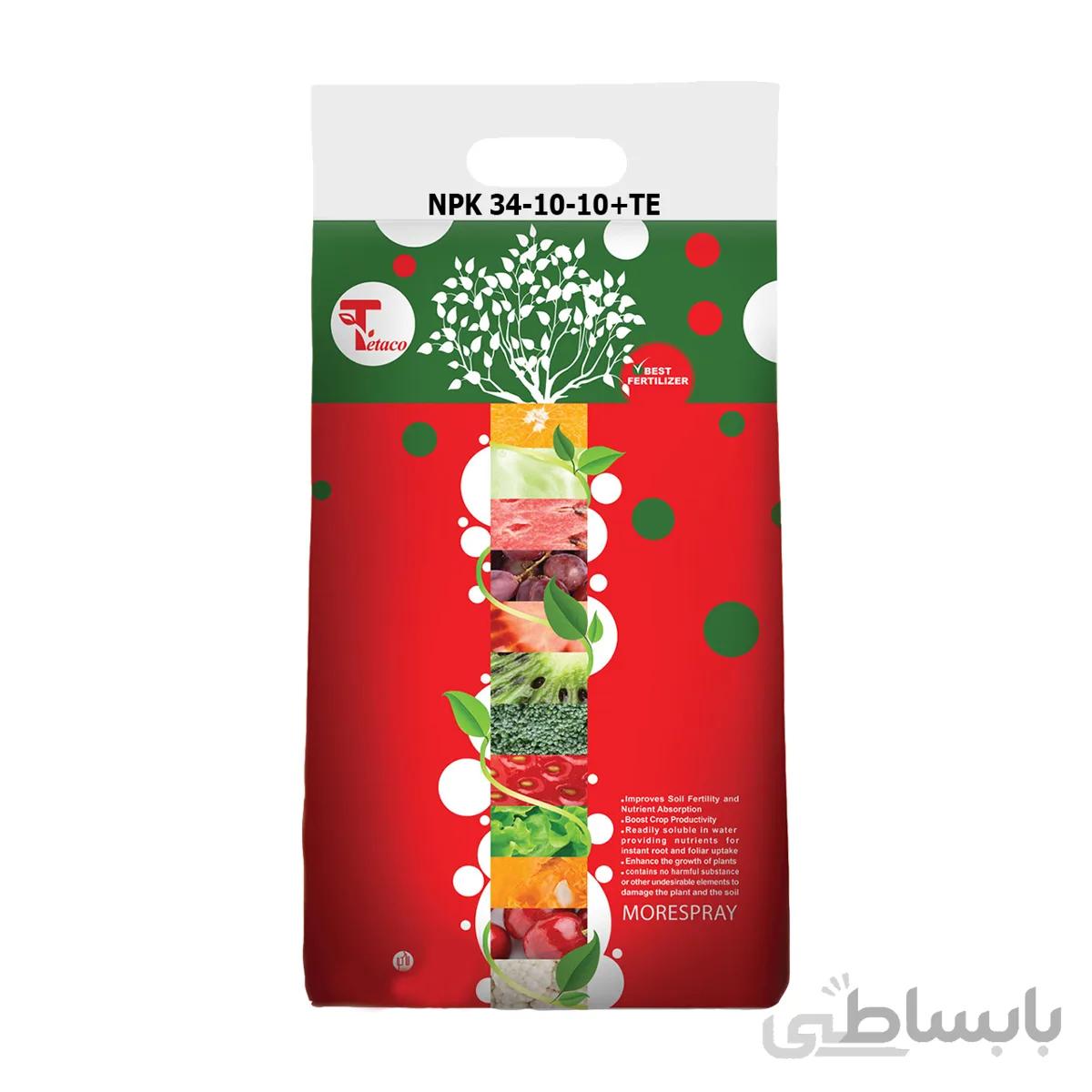کود NPK 34-10-10 تتاکو برند MORESPRAY وزن 10 کیلوگرم
