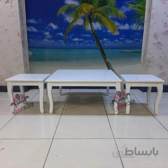 میز جلو مبلی و عسلی صفحه چوب مربع