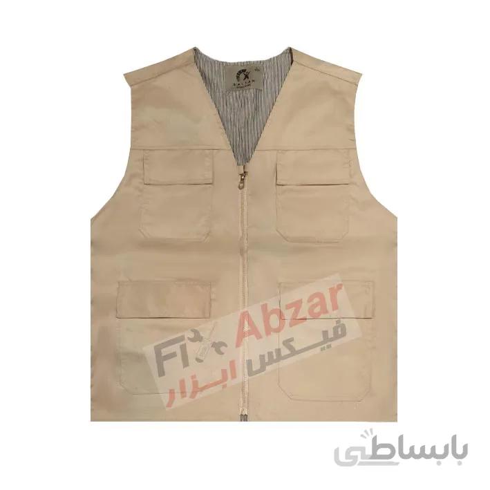 جلیقه تبلیغاتی رنگ کرم مدل چهار جیب با پارچه کجراه ا cream vest