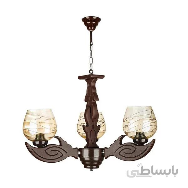 لوستر چشمه نور 3 شعله کد G599/3-BR قهوه ای