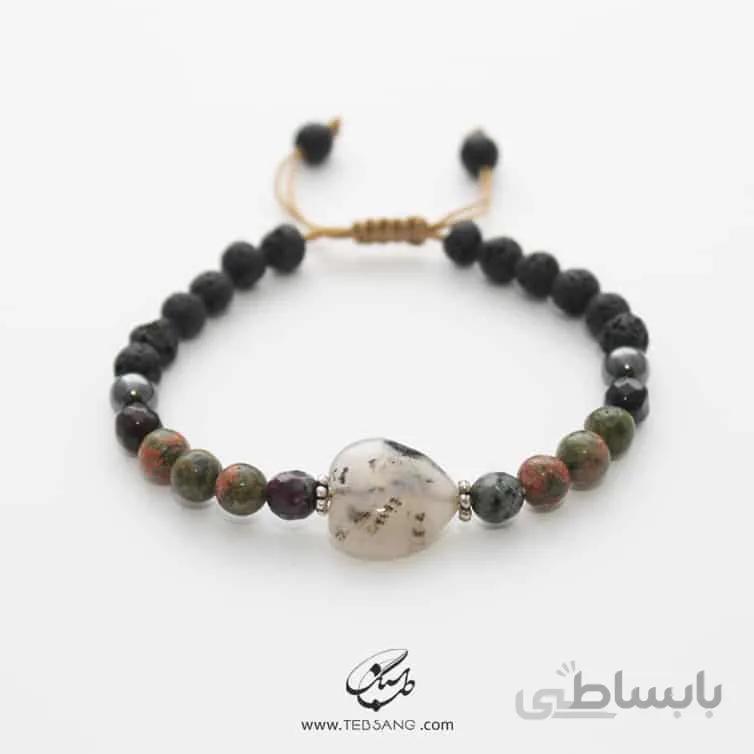 دستبند سنگ عقیق،زئوسیت،اوناکیت،اونیکس،کوارتزدودی BT-219