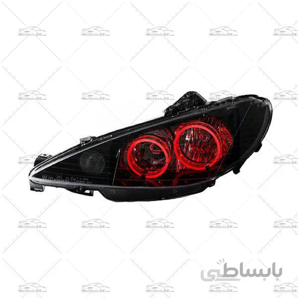 چراغ جلو اسپرت پژو 206 طرح سه بعدی قرمز ا 3D Red Front Light For Peugeot 206 Headlights