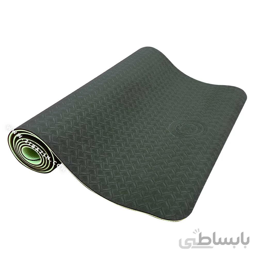 مت یوگا و پیلاتس (TPE) دو لایه ۵ میل : سبز فسفری + کاور رایگان
