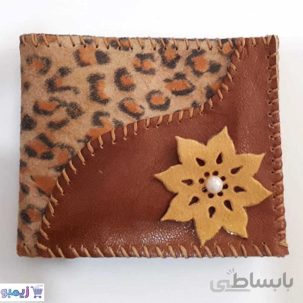 کیف پول چرم طرح موج