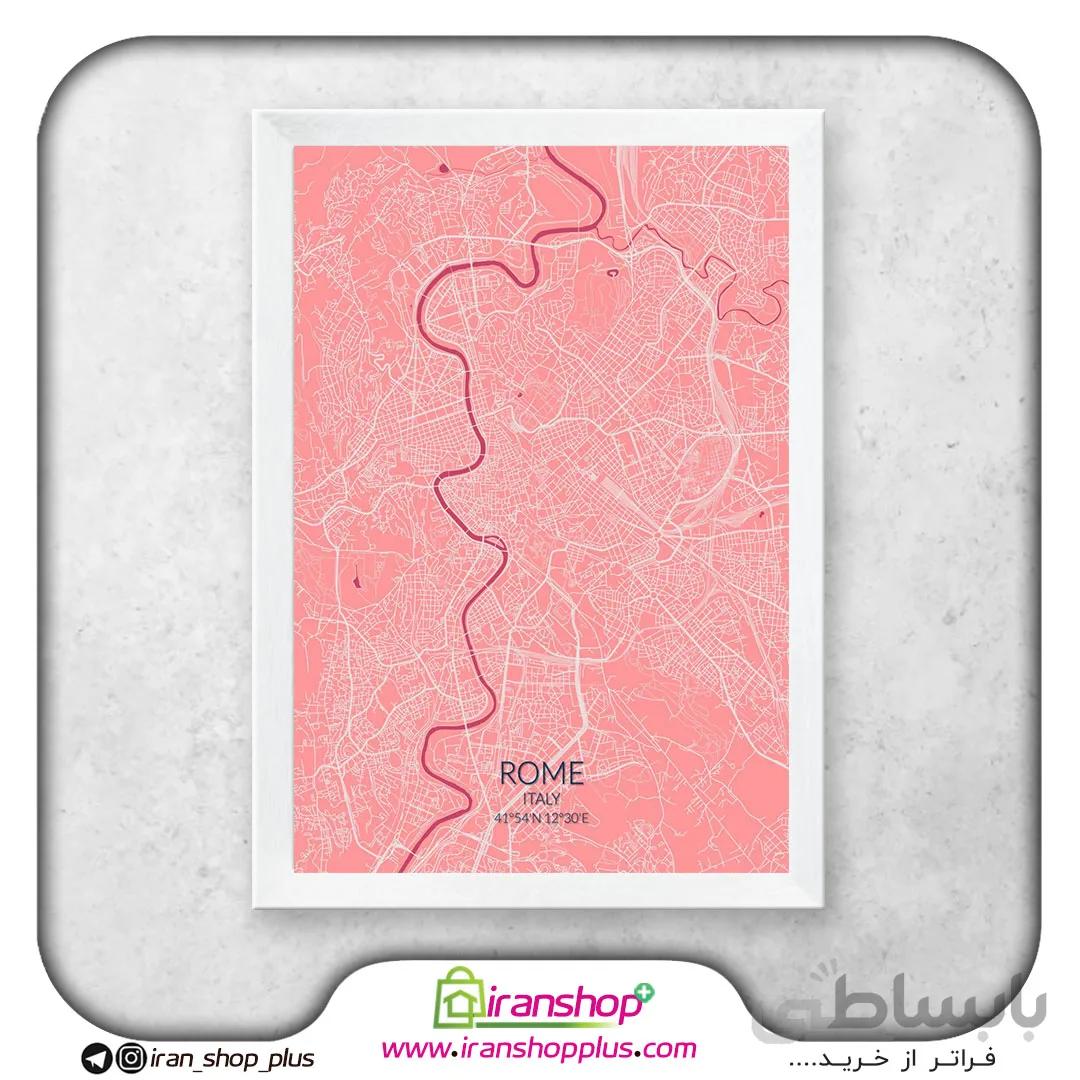 تابلو نقشه شهر رُم با تم Pink Rose