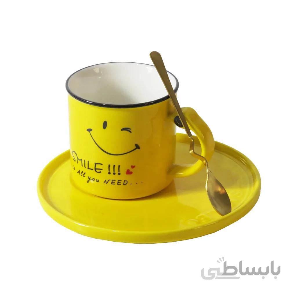 ماگ بشقاب دار طرح لبخند کد 02