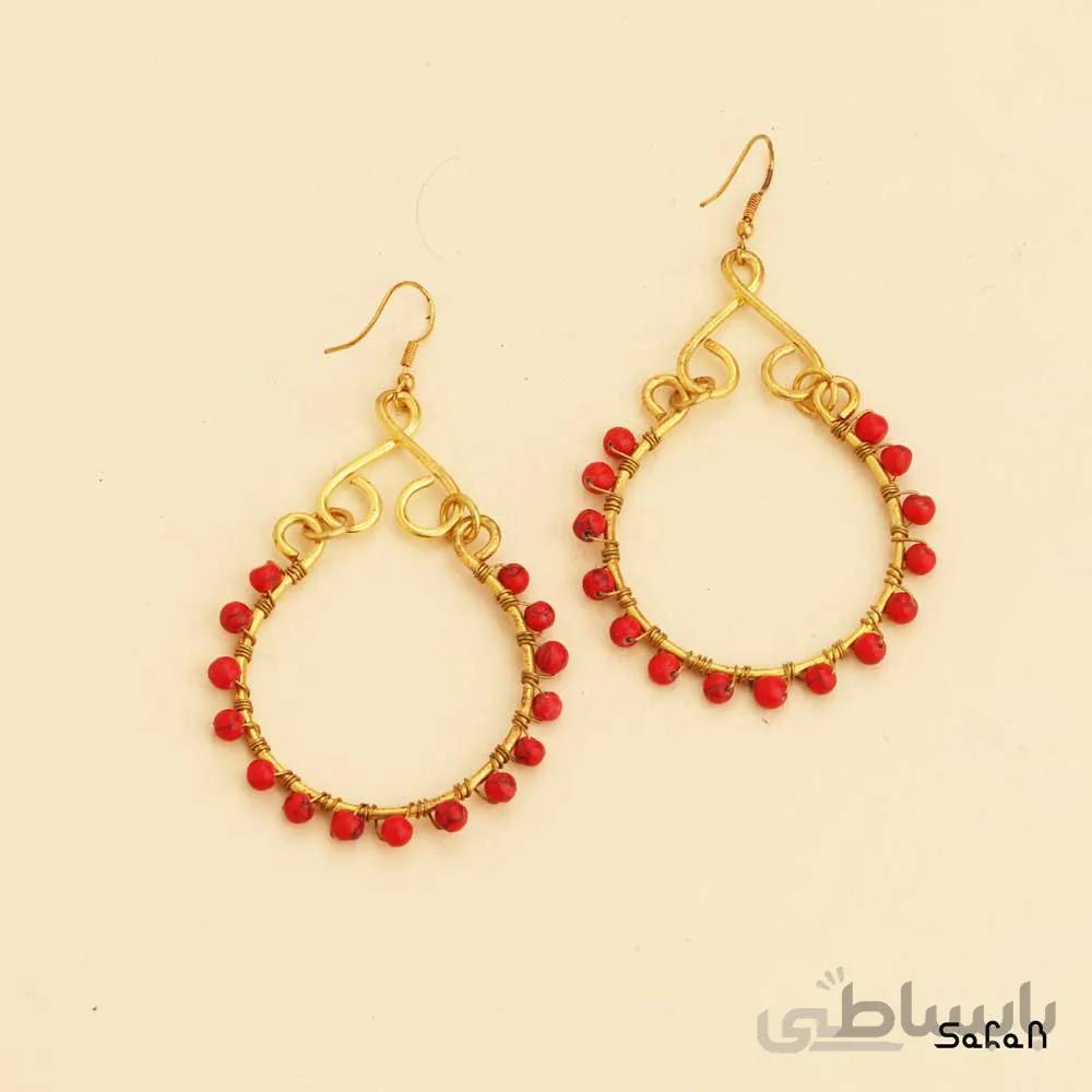 گوشواره هندی برنجی مهره ایی قلاب دار دایره