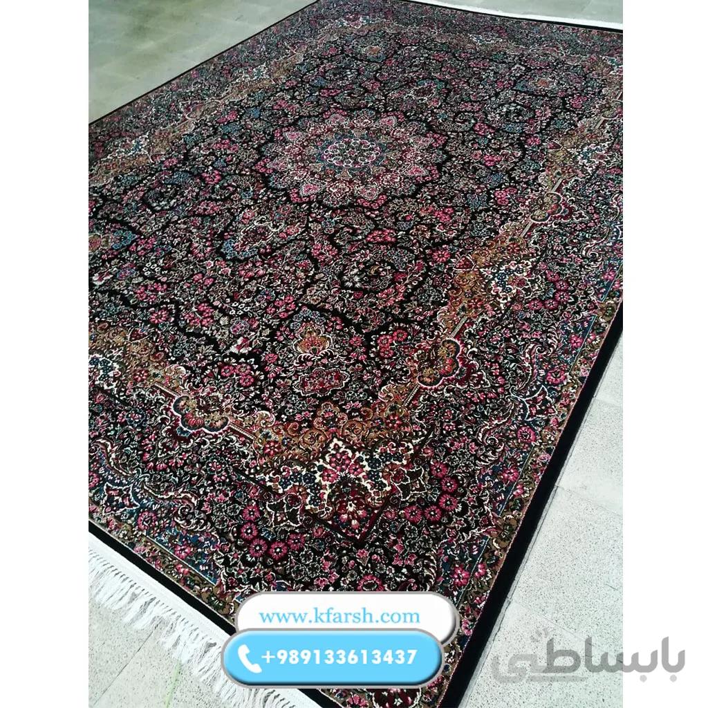 فرش ماشینی جدید لوکس زمینه سرمه ای