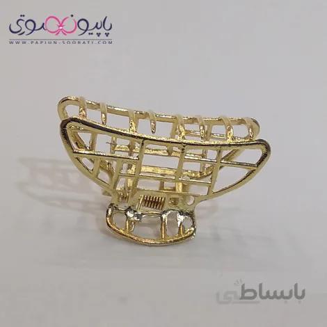 کلیپس مو فلزی مدل مکعب طلایی