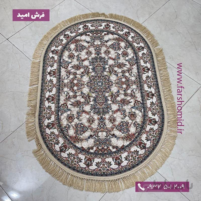 فرش ماشینی بیضی 1000 شانه طرح کیهان فیلی فرش محتشم