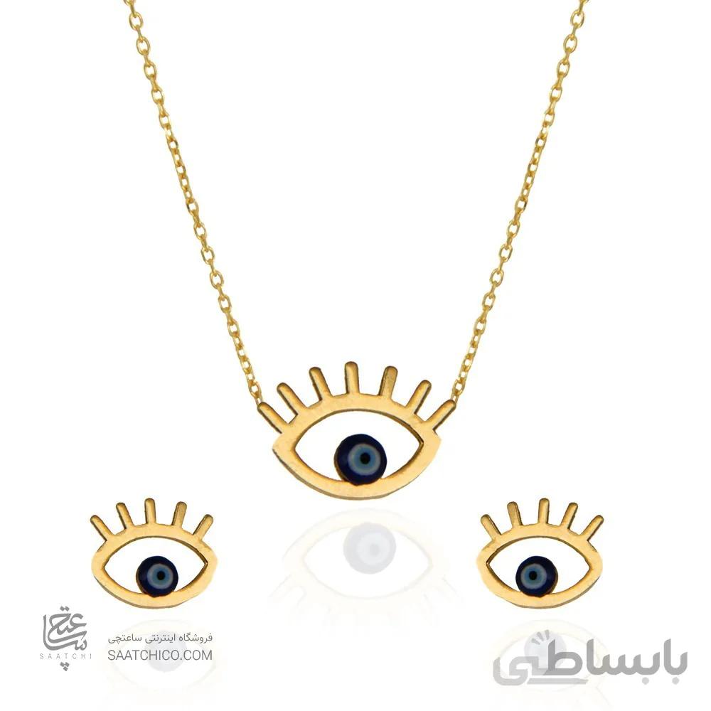 نیم ست طلا زنانه طرح چشم نظر کد CS330