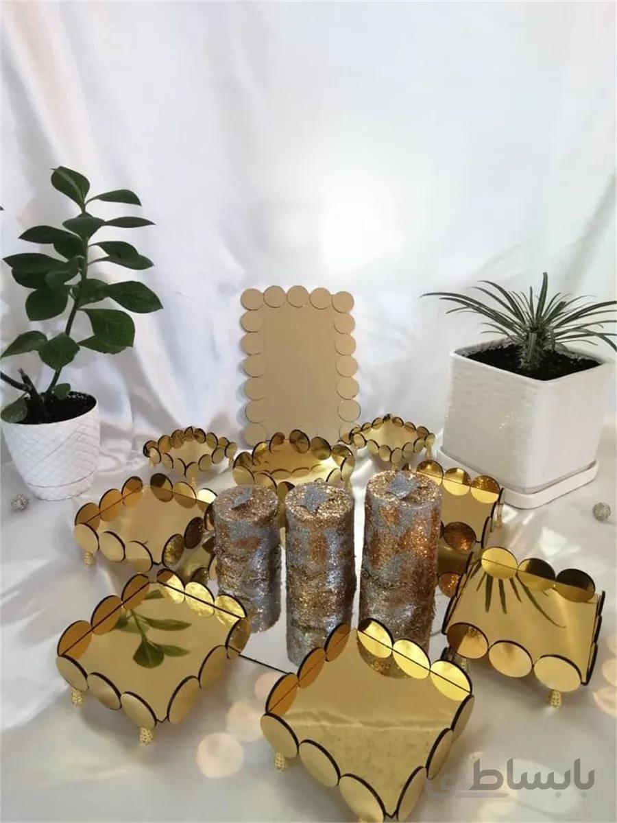 ست کامل هفت سین (قاب آینه،جفت شمعدان و 6 عدد ظرف ) ا Complete set of seven trays (mirror frame, pair of candlesticks and 6 dishes)