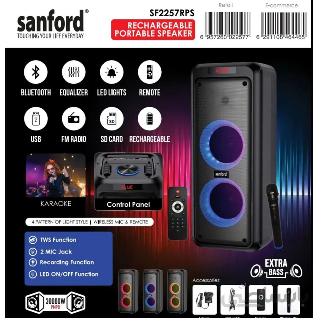 اسپیکر شارژی سانفورد SF2257RPS ا Rechargeable Bluetooth Speaker EXTRA BASS SANFORD MODEL : SF2257RPS