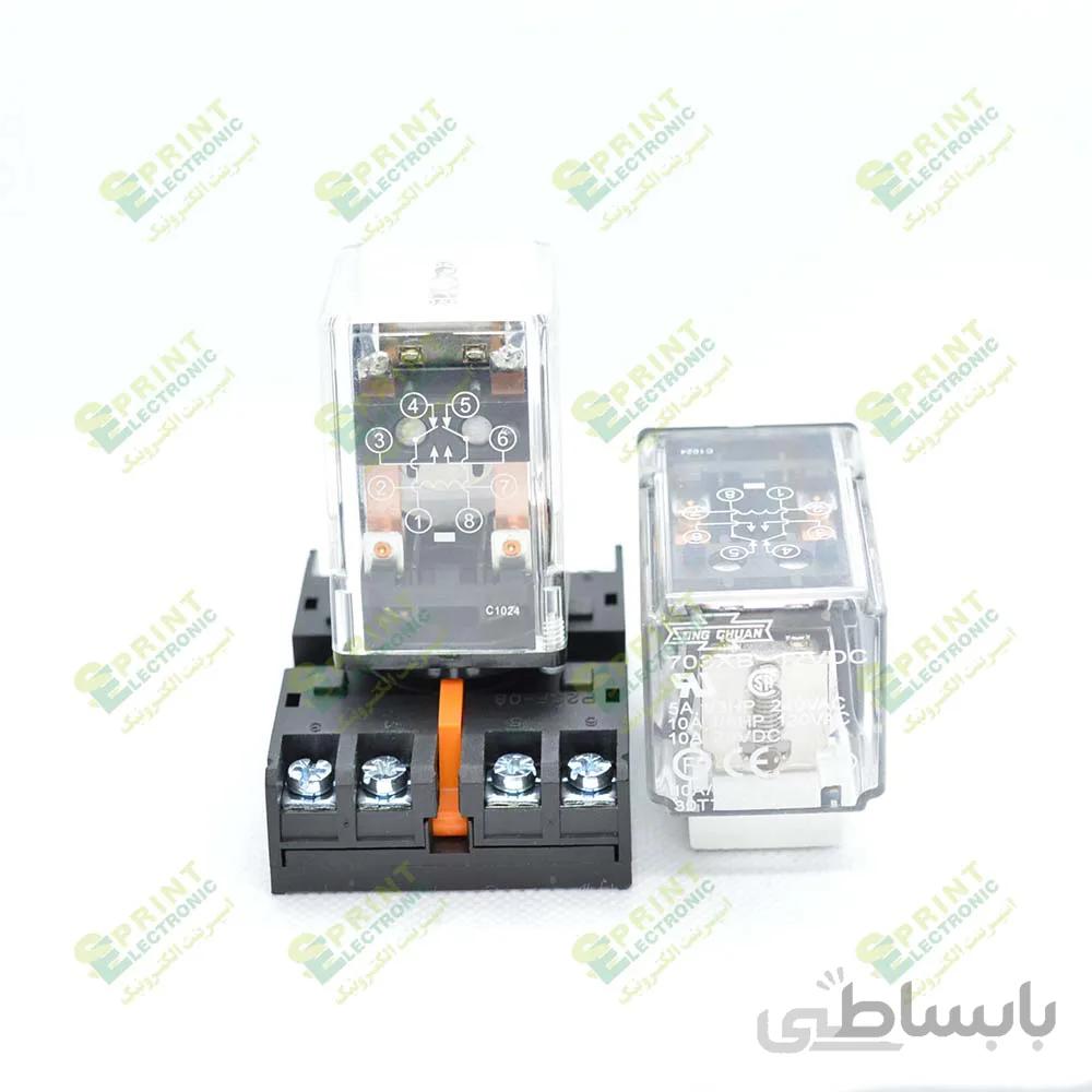 رله 12 ولت پایه گرد 8 پایه 10 آمپر Song Chuan 703XB-12V
