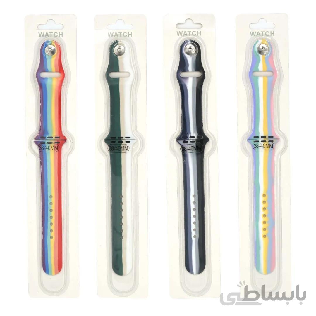 بند اپل واچ سیلیکونی اورجینال رنگین کمانی سایز 38/40 و 42/44 میلیمتری مدل Rainbow-05
