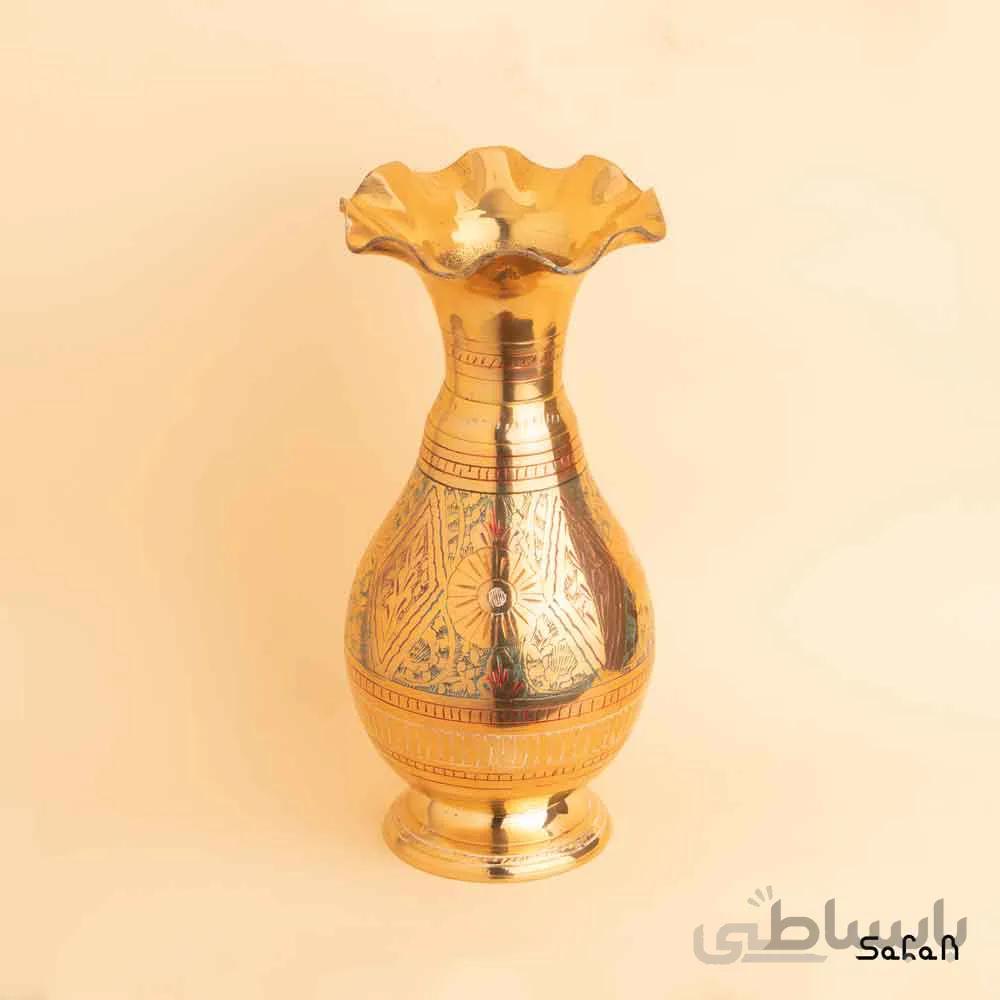 گلدان برنجی قلمزنی طلایی مدل سوربا