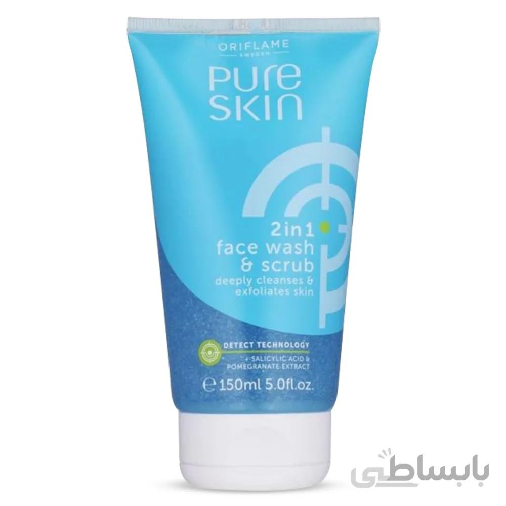 ژل شستشو و اسکراب صورت مدل پیور اسکین حجم 150 میل ا Pure Skin Scrub Face Wash Deep Action