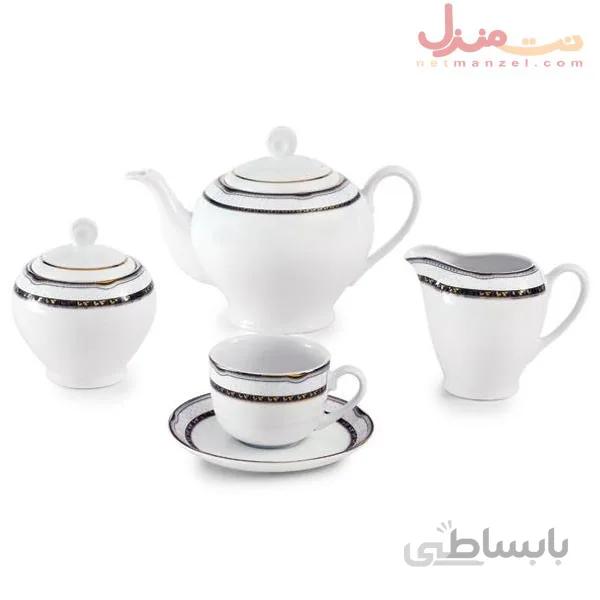 سرویس چای خوری 17 پارچه چینی زرین سری ایتالیا اف مدل پرشیا سرمه درجه عالی