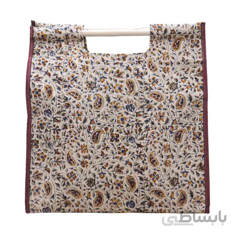 ساک دستی قلمکاری اصفهان دسته چوبی سایز 45*45 سانتی متر کد K2
