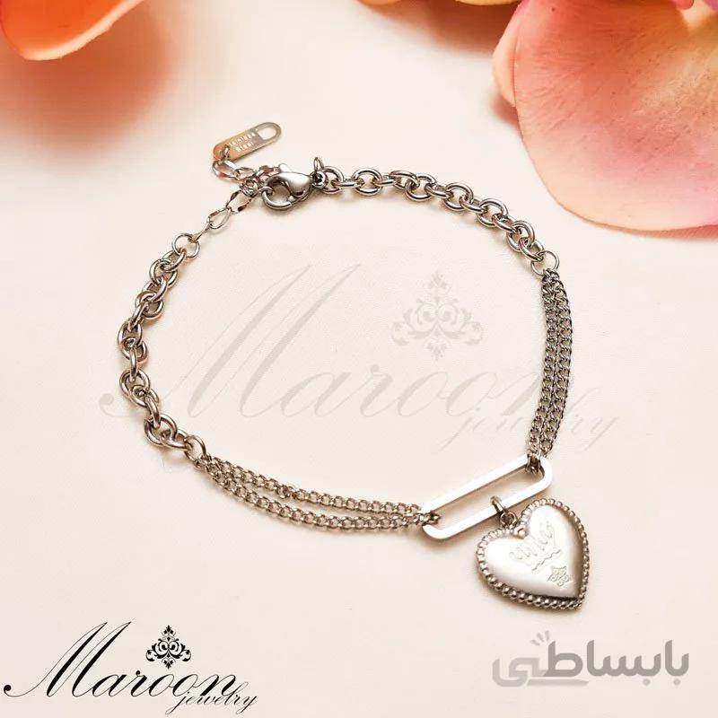 دستبند قلب نقره ای مارون CD116