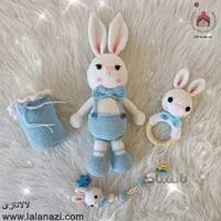 ست عروسک بافتنی و جغجغه طرح خرگوش ( کد 30501 )
