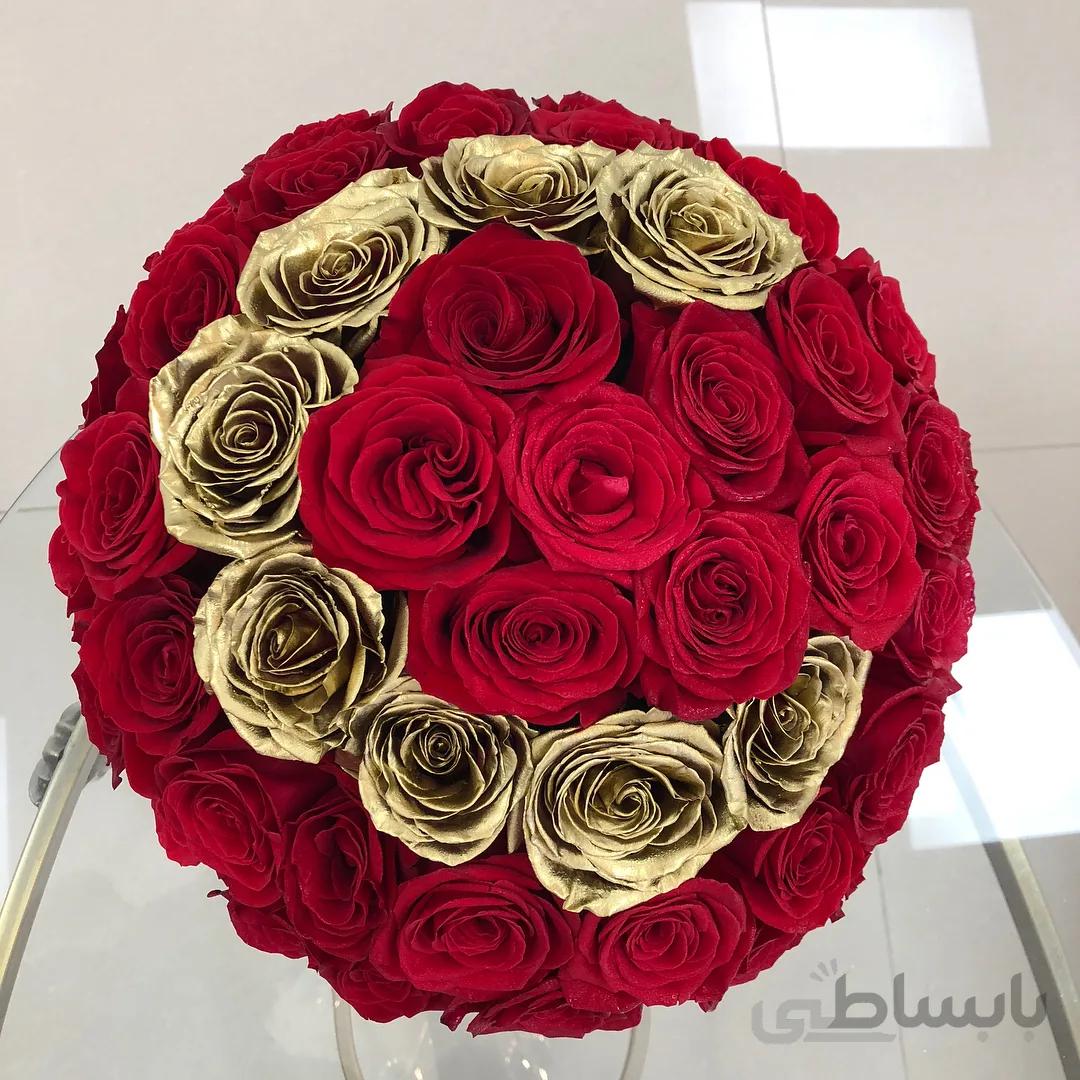 باکس گل رز قرمز و طلایی شماره ۱۴۹ ۱
