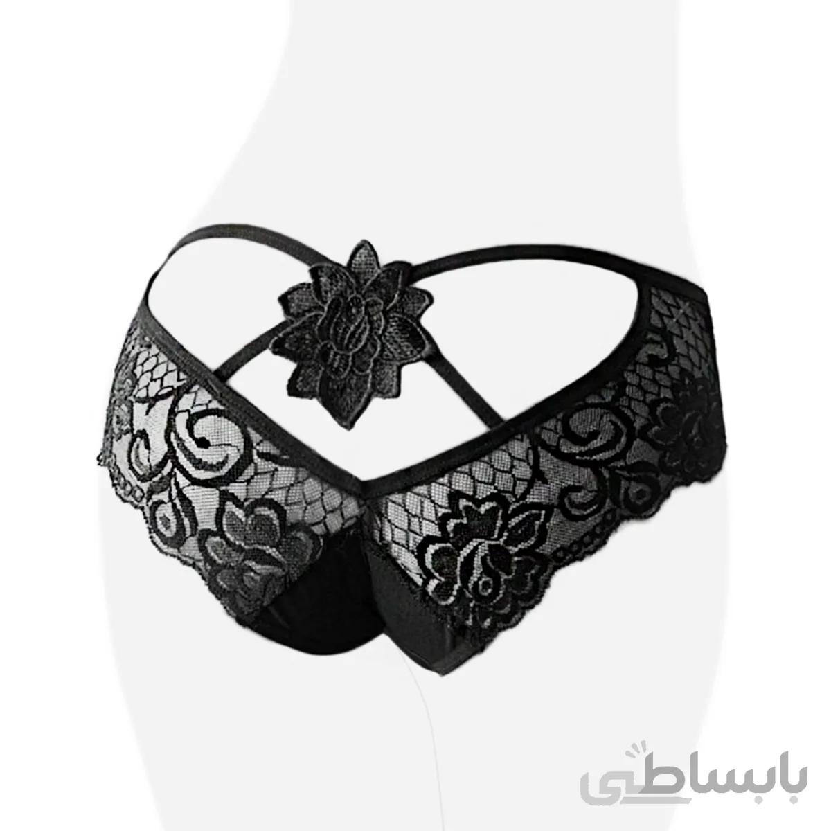 شورت زنانه تور پشت گل دار