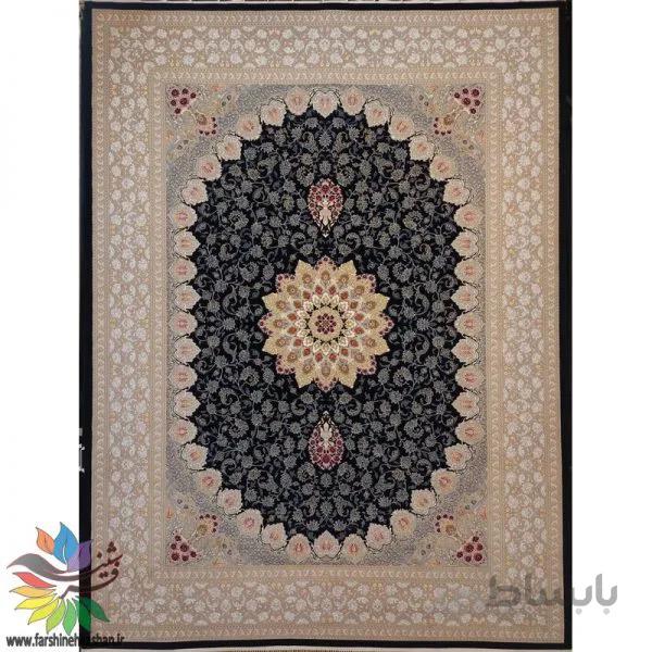 فرش 700 شانه طرح آماندا زمینه سرمه ای