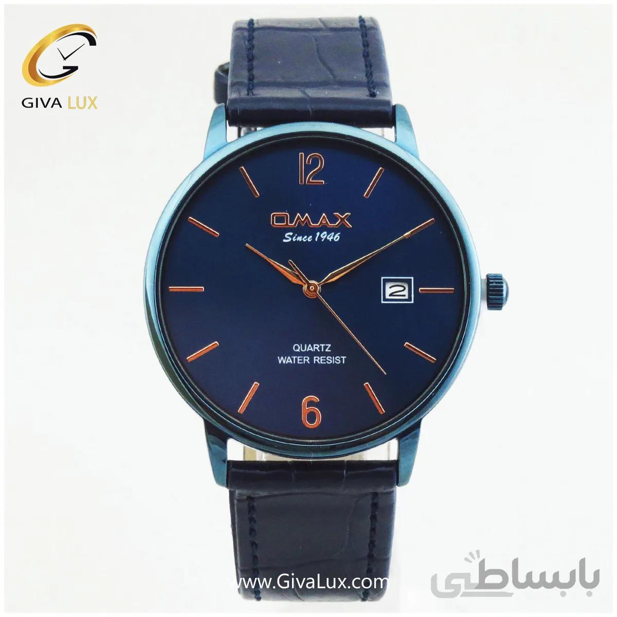 ساعت مچی مردانه بند چرمی سرمه ای OMAX