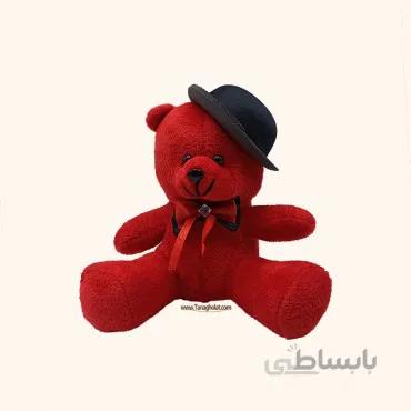 عروسک خرس قرمز کلاه کج